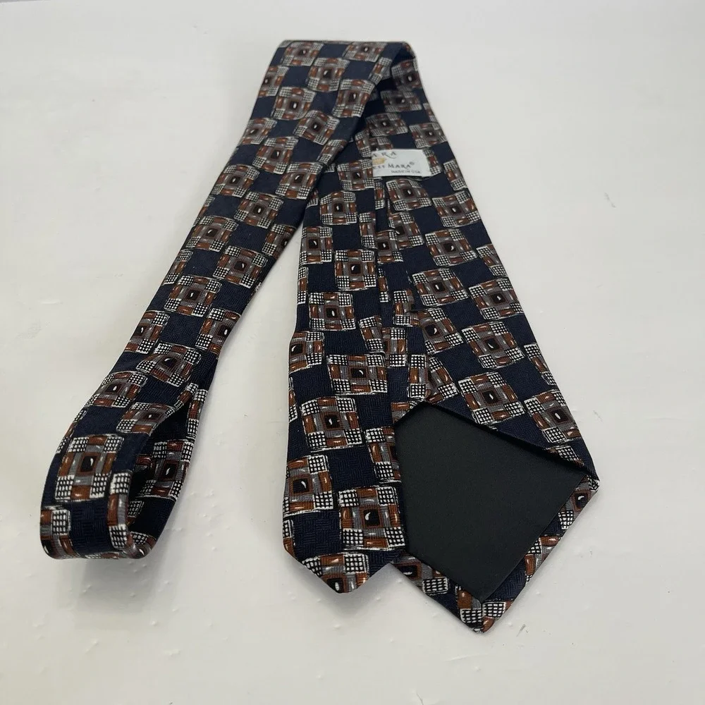 Mara Countess Mara Silk Tie Navy Square Geometric 4
